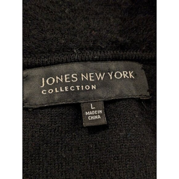 Merino Wool Jacket Womens L Embroidered Sequins Black Jones New York Collection - Picture 5 of 5